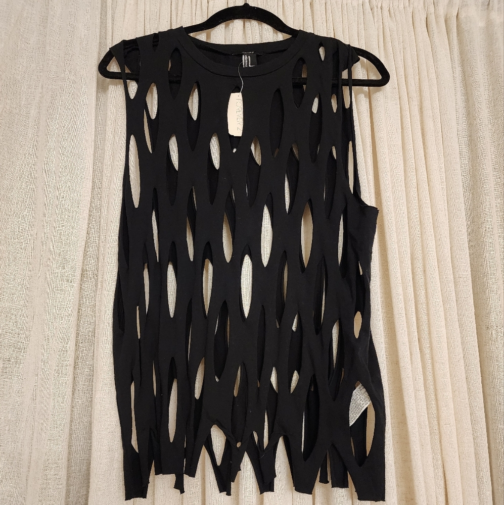 Black Forever Tee With Holes